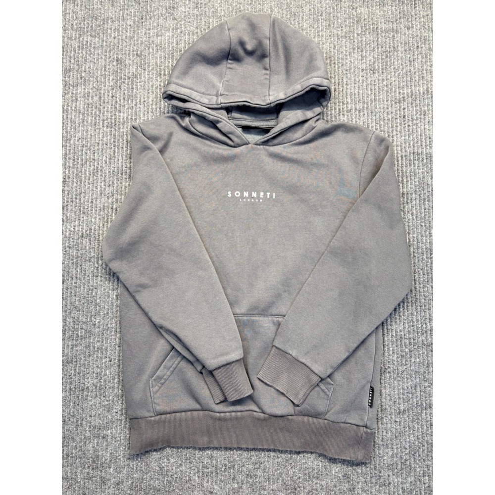Sonneti London Boys Grey Pullover Logo Hoodie Sweatshirt Size M